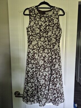 Liz Claiborne Brown Floral Print A Line Dress